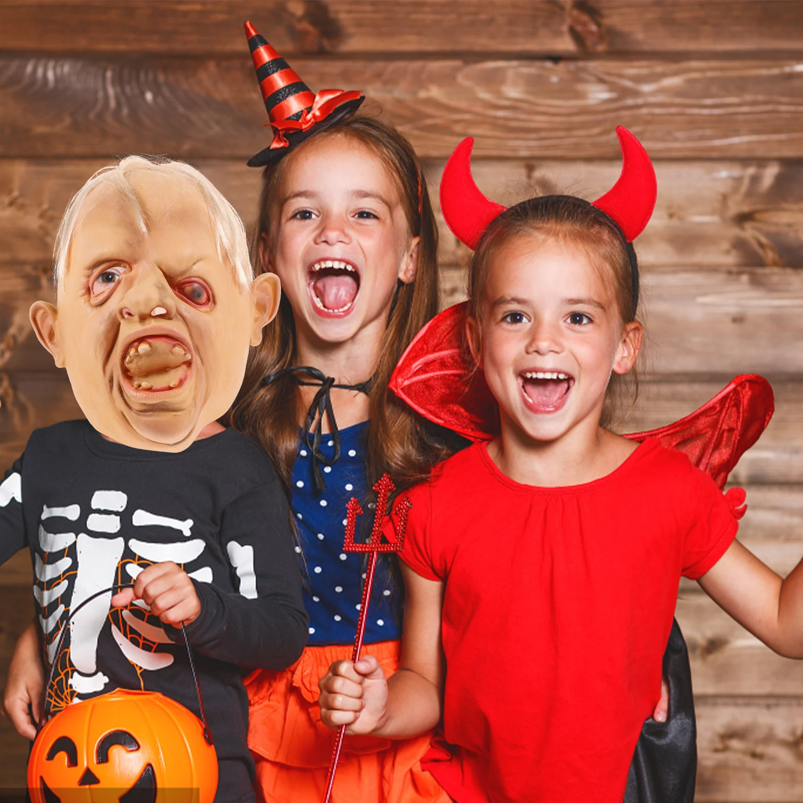 Halloween Cosplay Oblique Eye Scary Face Cover Costume Prop Beige Eco-Friendly Durable Masquerade Carnival