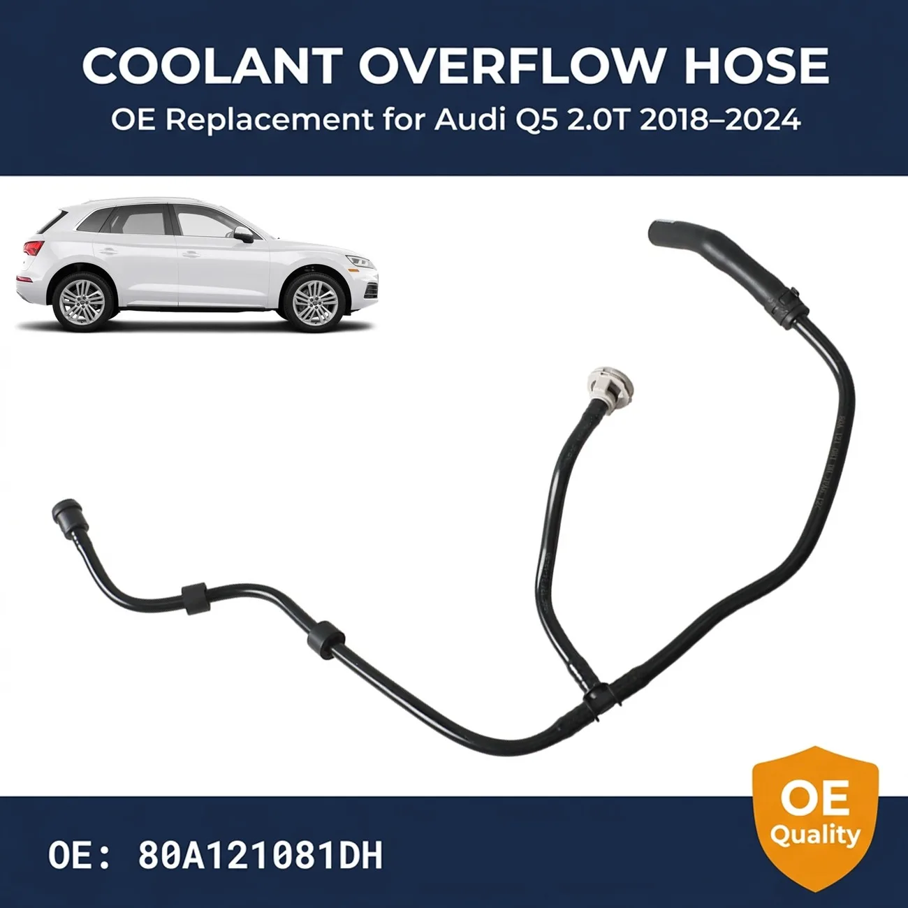 

Engine Reservoir Coolant Tank Hose Coolant Overflow Water Tank Hose Radiator Pipe For Audi Q5 2.0L 2018-2024 80A121081DH Plastic
