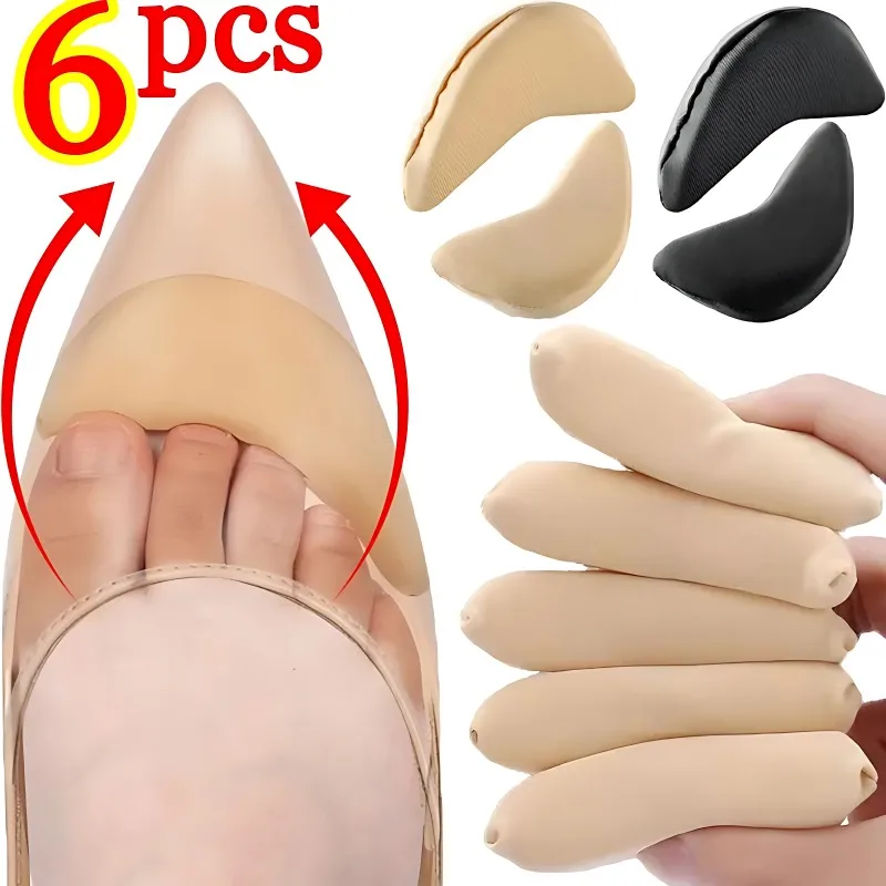 2/6pcs Women High Heels Toe Plug Sponge Forefoot Insert Adjustment Size Insoles Pain Relief Shoe Pads Reduce Shoe Size Filler