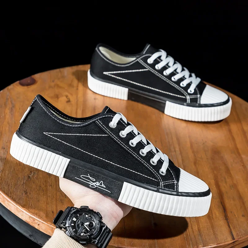 

Туфли холщовые на толстой подошве для мужчин и женщин, классические Нескользящие, дышащие, низкие, на шнуровке, повседневная обувь на плоской подошве для студентов