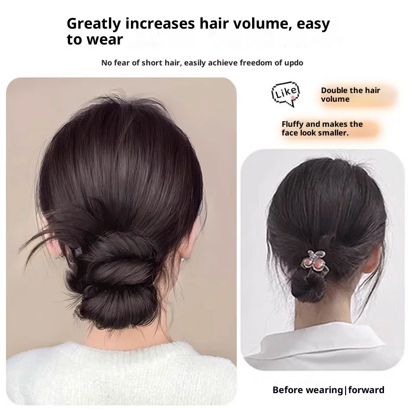 Bun de cheveux synthétiques pour femmes, Simulation de chignon, naturel, Invisible, moelleux, augmente le Volume, queue de cheval bouclée