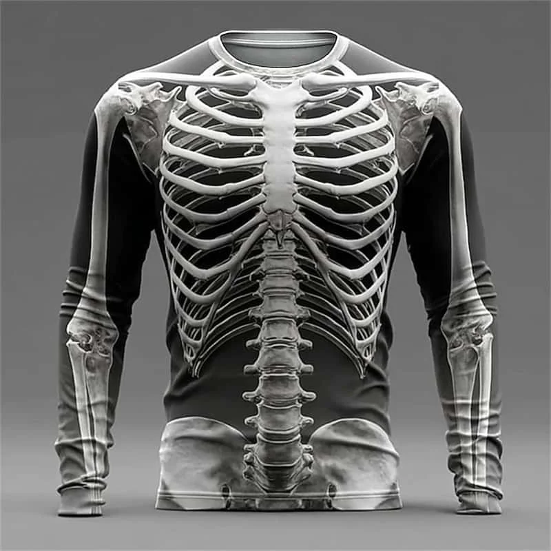 2026 Neues Herren 3D-Muskel-Print Langarm-T-Shirt Fitness Rundhals Atmungsaktive Sportbekleidung Stylische Auffällige Alltags-Streetwear – Detail 6