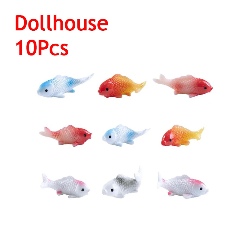 10 Stuks DIY Decoratieve Goudvis Beeldjes Home Decor Poppenhuis Miniatuur Model Vis Karper Simulatie Dieren Voor Kinderen Speelgoed