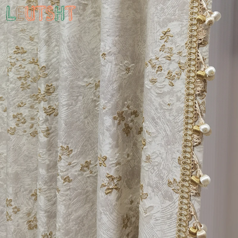 Custom Size Home Decor High Precision Relief Blackout Gold Wire Jacquard Light Luxury Living Room Bedroom Villa Curtains
