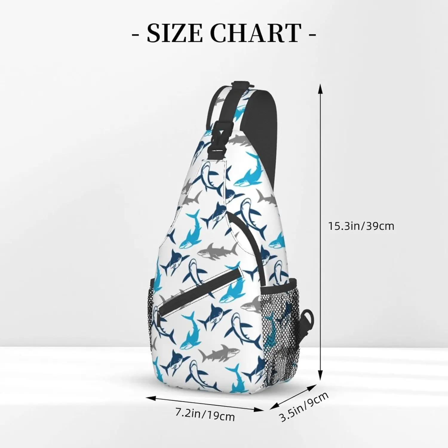 Abstract Shark Silhouettes Gym Sports Travel Hiking Daypack Cute Animal Print Chest Bag Shoulder Bag for Women Men