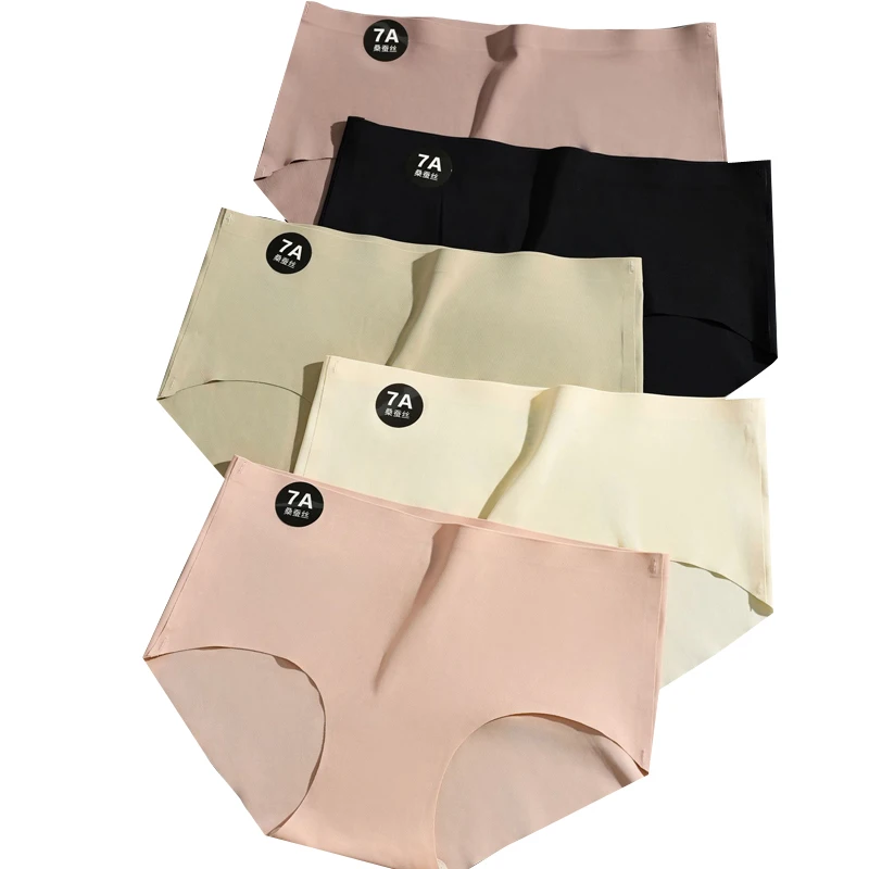 

5Pcs Seamless Women Panties Nylon Traceless Underwear Sexy Low Waist Ladies Briefs Solid Ice Silk Hipster Female Lingerie M-XL