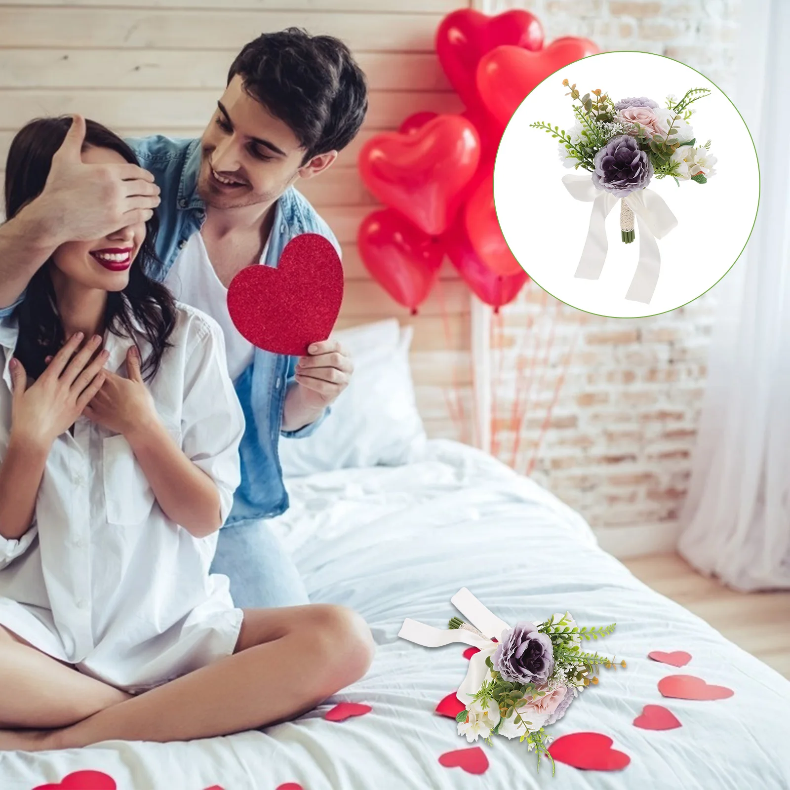 

Rustic Vintage Design Artificial Flower Romantic Wedding Bridal Small Compact Portable For Photoshoots Home Office Decor Table