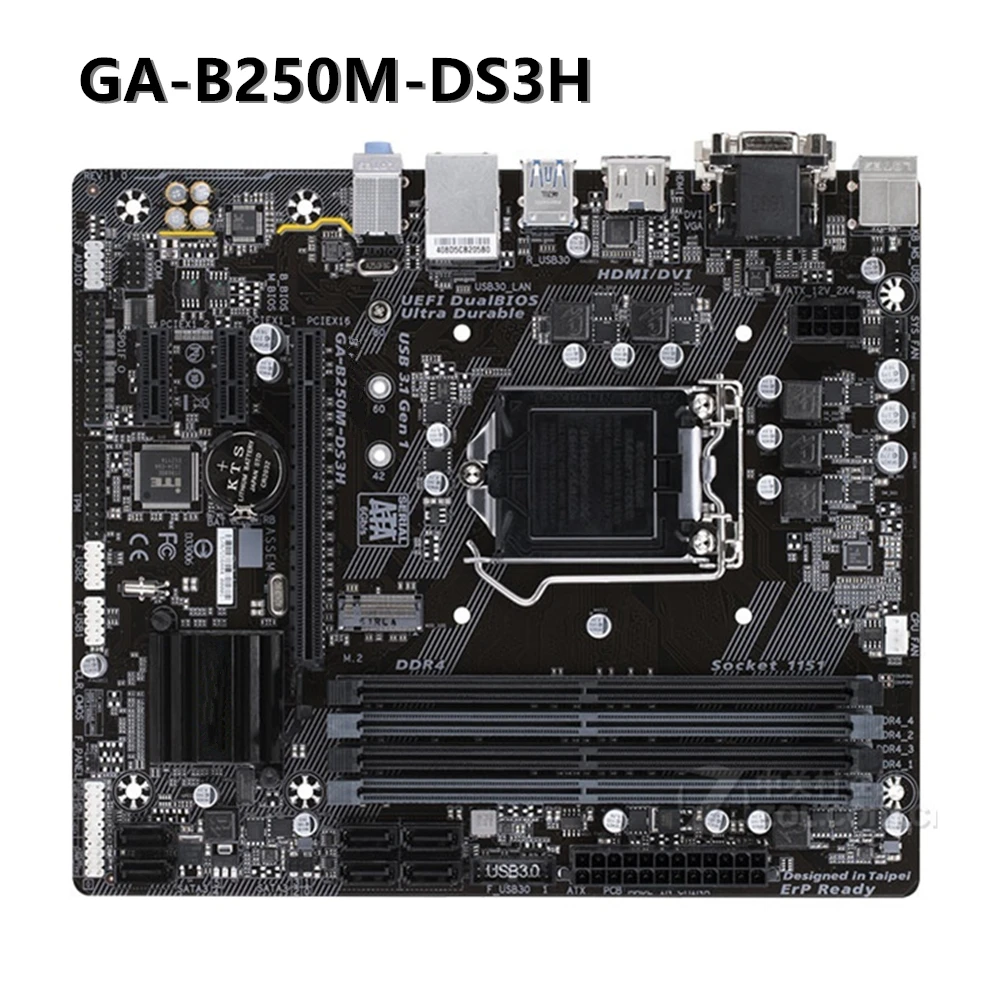 For B250M-DS3H Motherboard LGA 1151 Support 6th/7th-Gen i7 i5 i3 DDR4 64GB M.2 SSD Desktop Intel B250 Placa-Mãe 1151