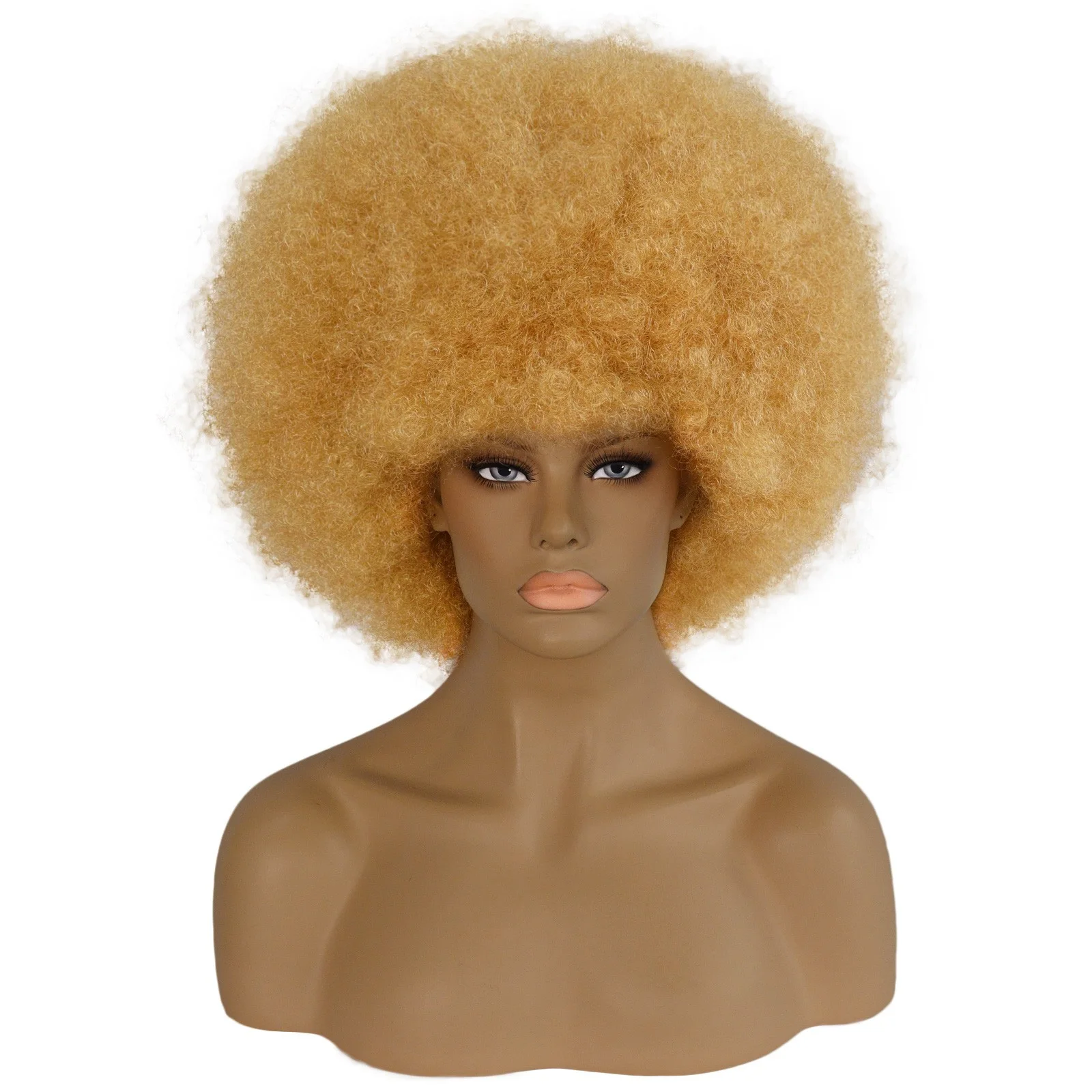 Regular Wig Kinky Afro Curly Wig Short White Brown Black Gray Synthetic Cosplay Wig for Halloween & 1pc Wig Cap 