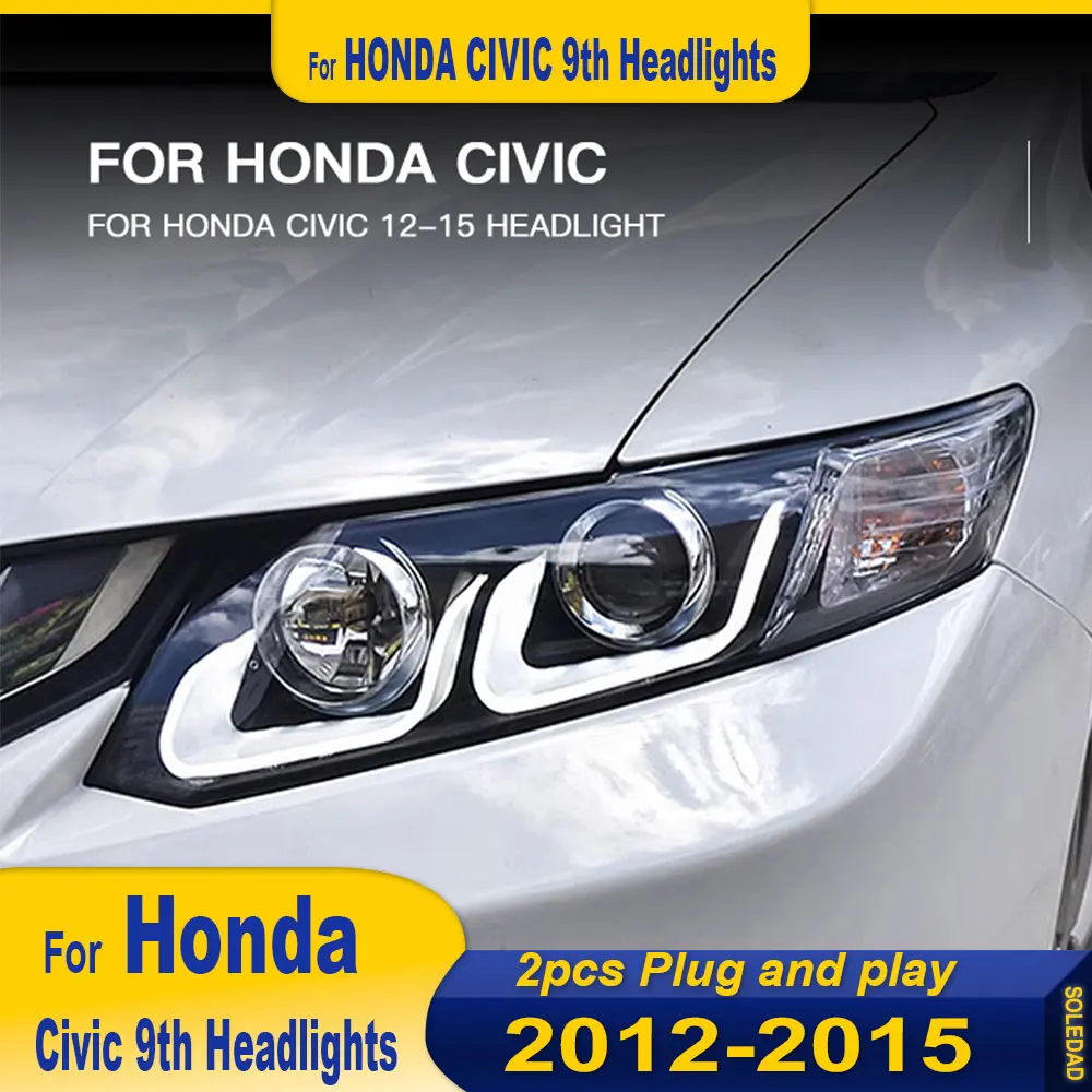 Car Lights for Honda Civic LED Headlight 2012 2013 2014 2015 Civic 9 9.5 Head Lamp Drl Projector Lens Automotive Accessories