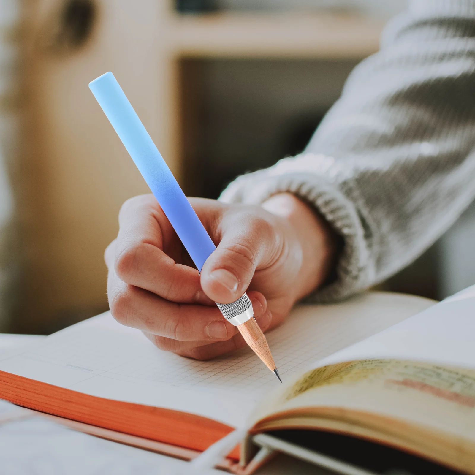 

6pcs Pencil Extender For Artists Copper Plastic Colored Pencil Holder Sketch Writing Tool School Office Supplies