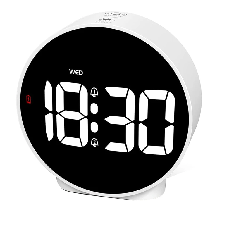 Alarm Clock Digital Travel Alarm Clocks Bedside Battery Mains Powered Dual Loud Alarms For Heavy Sleepers Clock White Durable