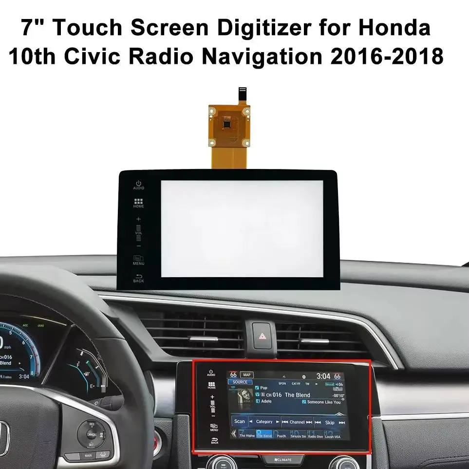 7 Inch Glass Touch Screen Digitizer Lens For Honda Civic 10th 2016-2019 Year Car Radio DVD Player Touch Screen 39710-TBA-305