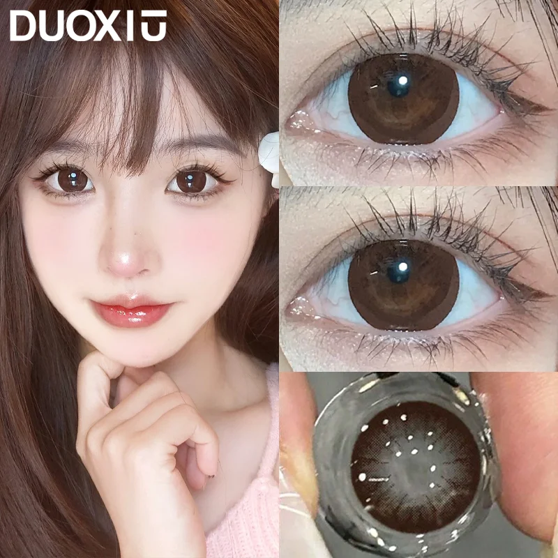 DUOXIU 1 Pair Color Contact Lenses Korea Fashion Big Eyes Black Brown Lenses for Eyes Diopters Myopia Contact Soft Lenses Yearly