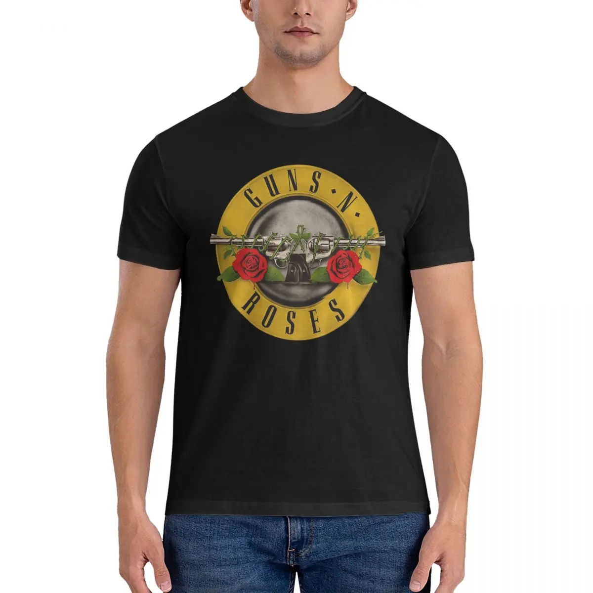 Unisex Guns N Roses Bullet Logo T-Shirt for Men Cotton Plus Size T Shirts Men's Tees Short Crew Neck Summer Clothes Tops S-6XL