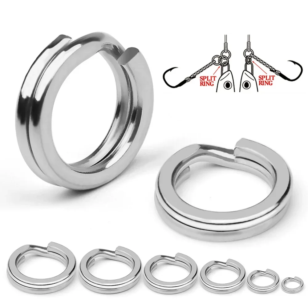 50pcs/100pcs 0#-8# Fishing Split Ring Swivel Connector Stainless Steel Double Circle Split Open Carp Bait Fishing Tackle