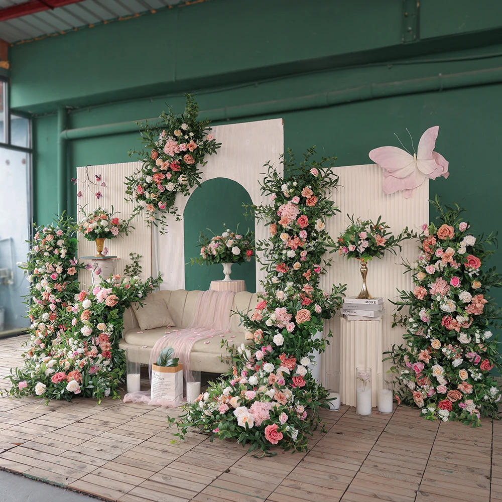 

Диван ручной работы Fleur Artificielle, свадебные центральные элементы для столов, высококачественные цветочные композиции для стола с коричневой розой HY2714