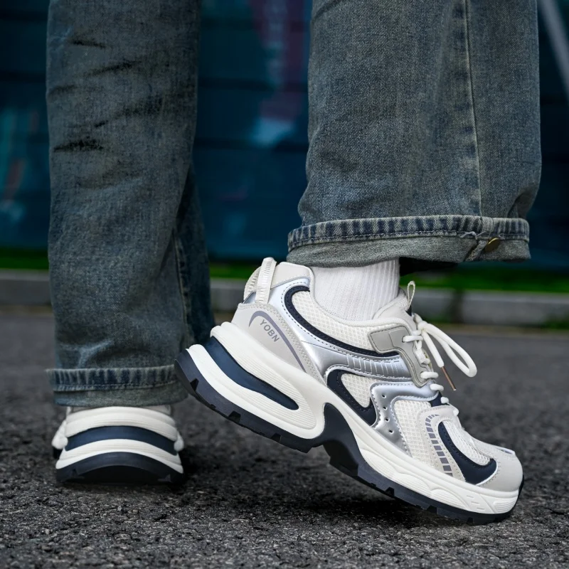 Trendy All Match Men Low Top Sport Sneakers Summer Mesh Breathable Platform Height Increasing Fashion Dad Casual Shoes