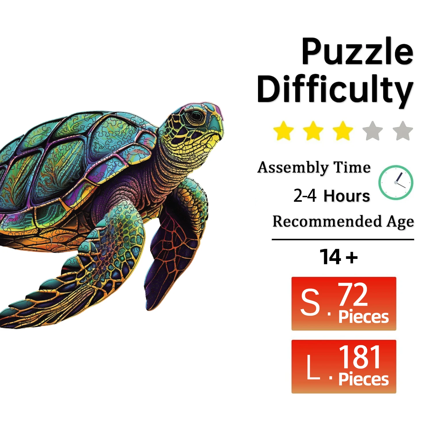 Sea Turtle Wooden Puzzle, Unique Shaped Pieces Wooden Jigsaw Puzzles for Adults, Ghristmas Gift Family Game Home Decor