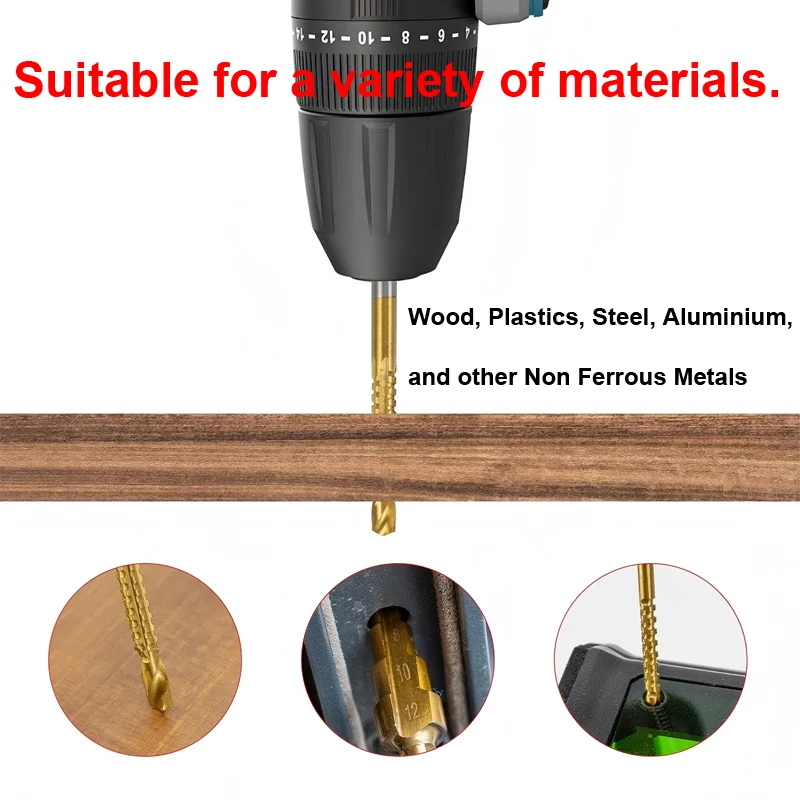 Premium 6-teiliges Titanbeschichtetes Stufenbohrer-Set 3-8/4-12/20/32mm für Metall- und Holzarbeiten, Mehrgrößen-Lochöffner, effizientes Schneiden – Detail 7