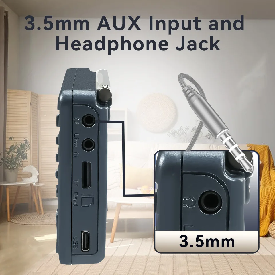 Мини-портативный высокочувствительный цифровой радиоприемник, 3-полосный AM/FM/SW, динамики с ЖК-дисплеем, TF-слот, 1000 мАч, источник питания постоянного тока