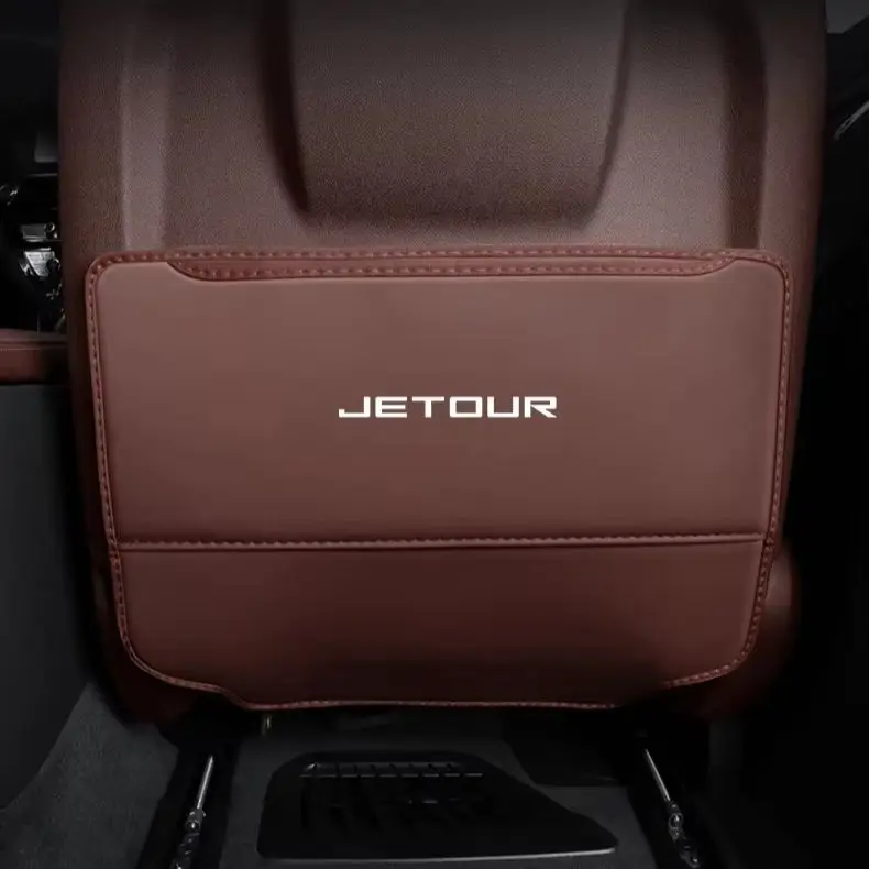 PU Leather Seat Rear Anti‑Kick Mat Storage Bag For Chery Jetour Dashing i‑DM X70S Tiggo 9 Omoda C5 Jaecoo J8 Car Organizer Acces
