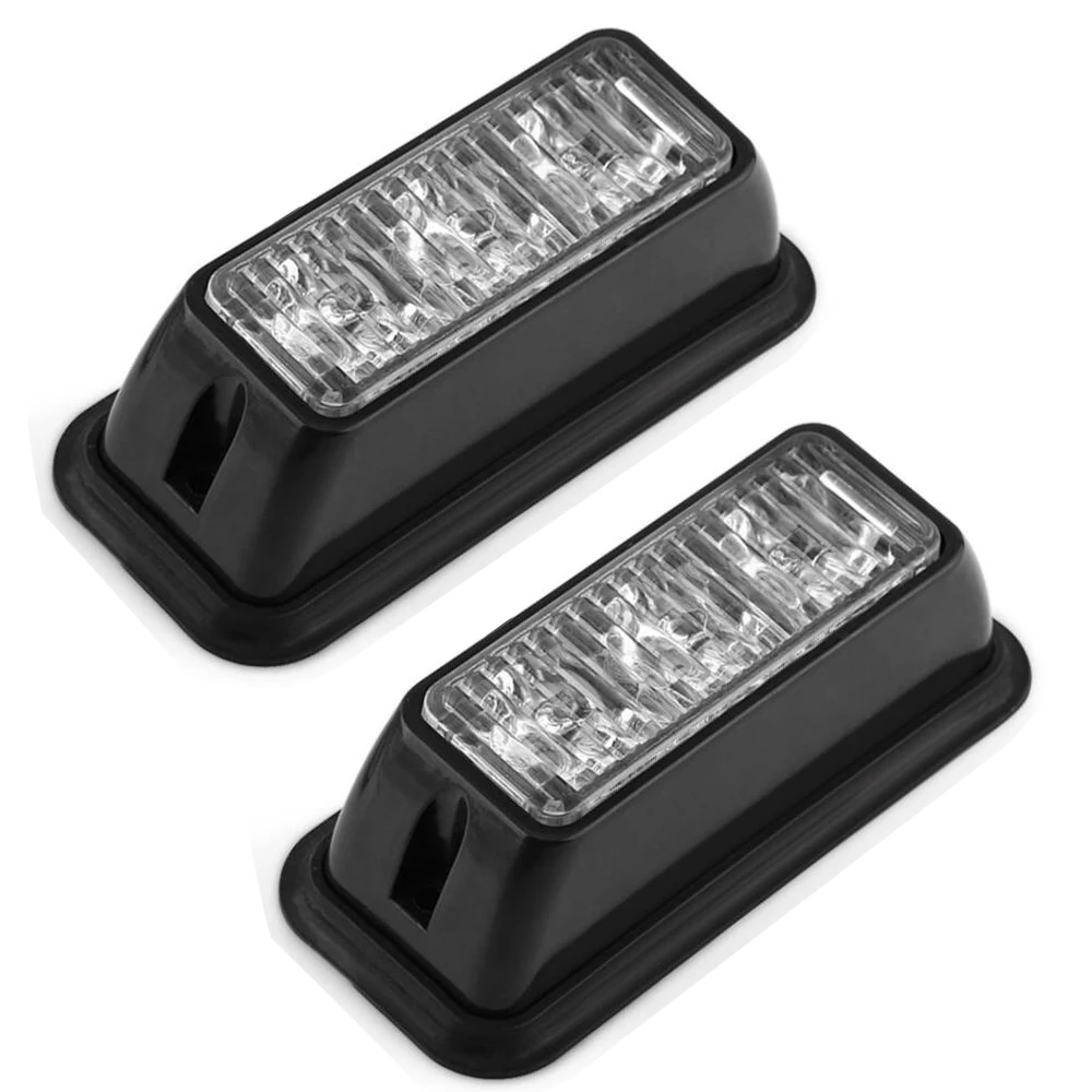 (2pcs/set) 3 LED Waterproof Car Vehicle Surface Mount Grille Deck Emergency Strobe Light Police flashing Warning Lights Head