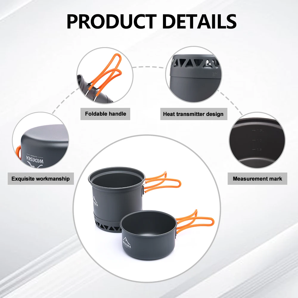 Outdoor Camping Cookware Set 1.3L 2.3L 5