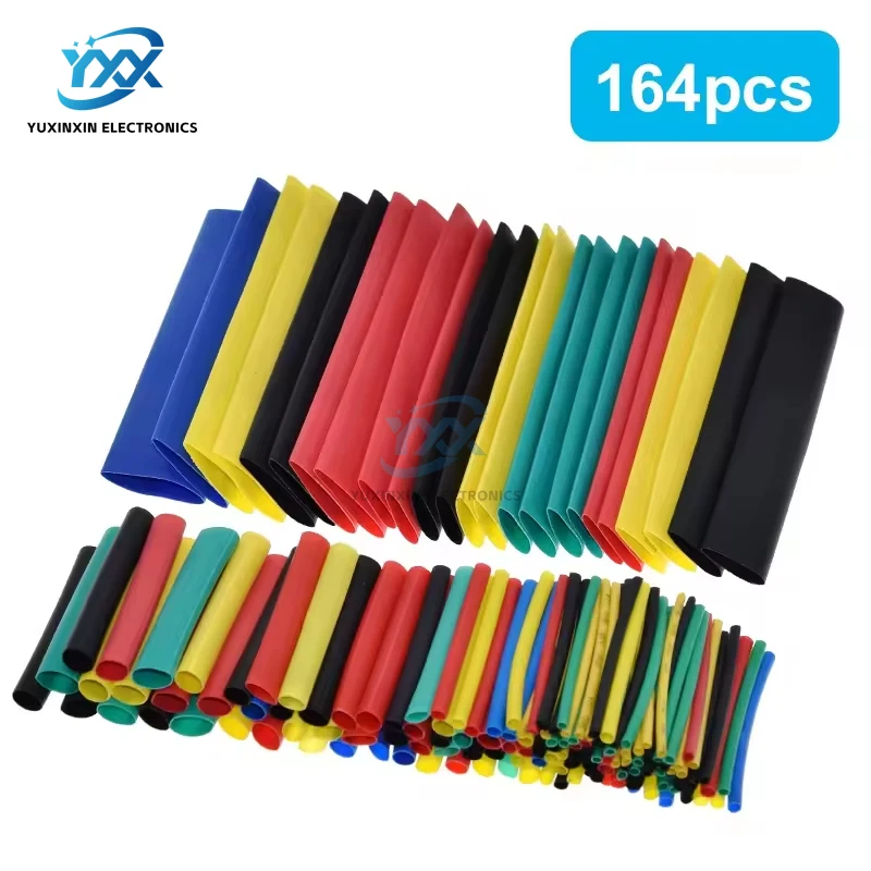 

164PCS Heat Shrink Tube Kit Colored Assortment Wire Cable Insulation Sleeving Bag Set for Repair and Protection