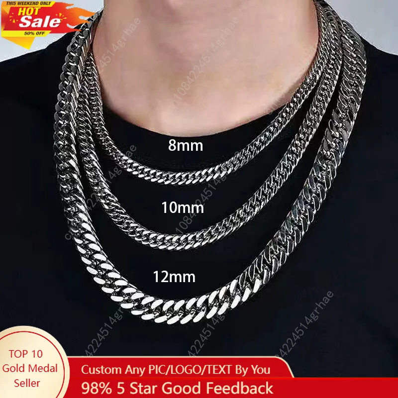 

Thick Stainless Steel Cuban Chain Necklace For Men Punk Neck Male Chains Jewelry Accessories
