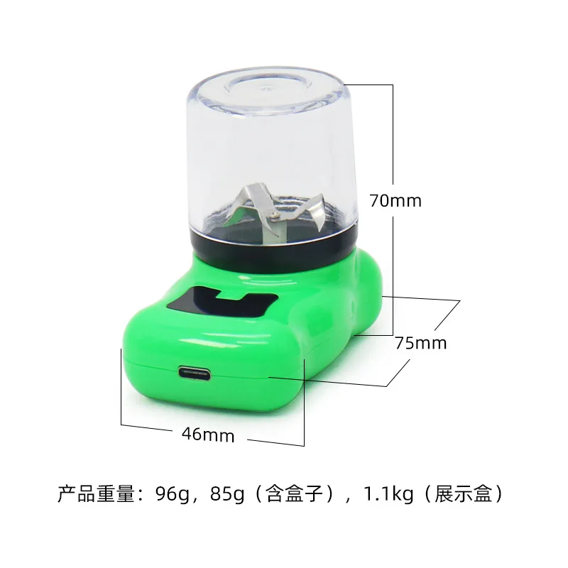 44mm 2-lagiger elektrischer Kunststoff-Grinder, USB-aufladbar, bunter, tragbarer Haushalts-Grinder – Detail 21