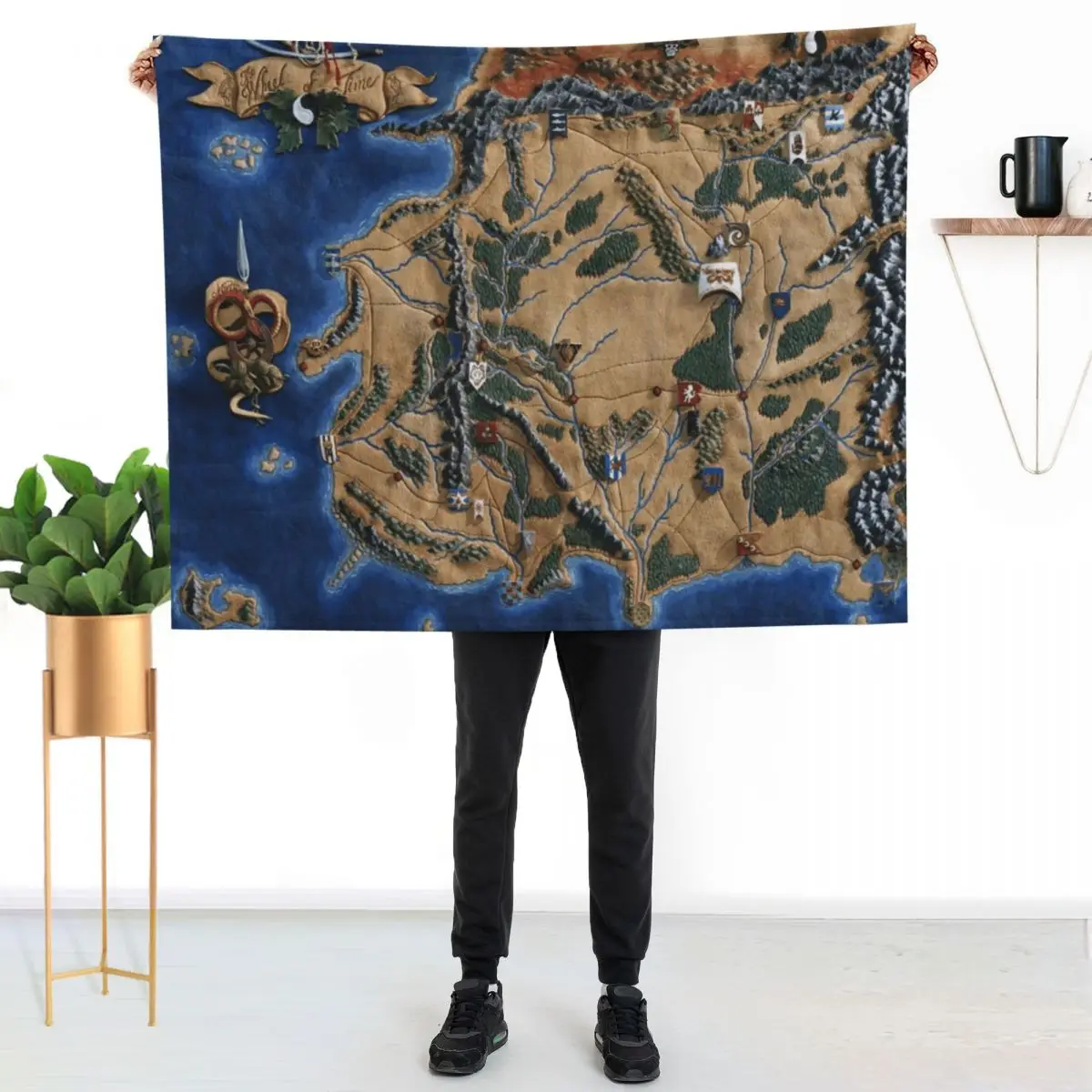 Fantasy Wheel of Time Map Throw Blanket Long Lasting Soft Plush Blanket for Daily Use