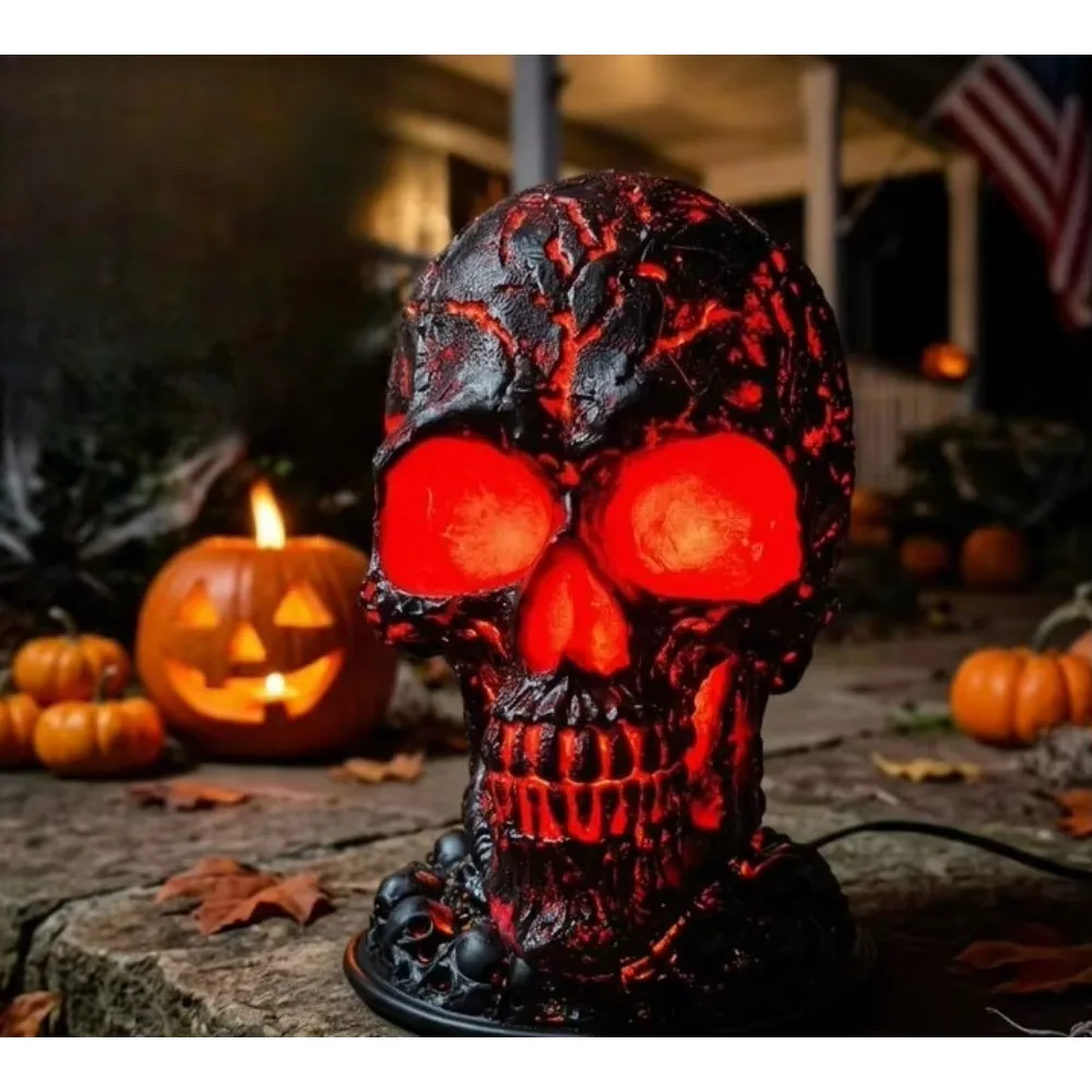 LED Light Skeleton Resin Figurine Ornament Creative Skeleton Sculpture Mini Statue Halloween Desktop Room Home Decor Accessories