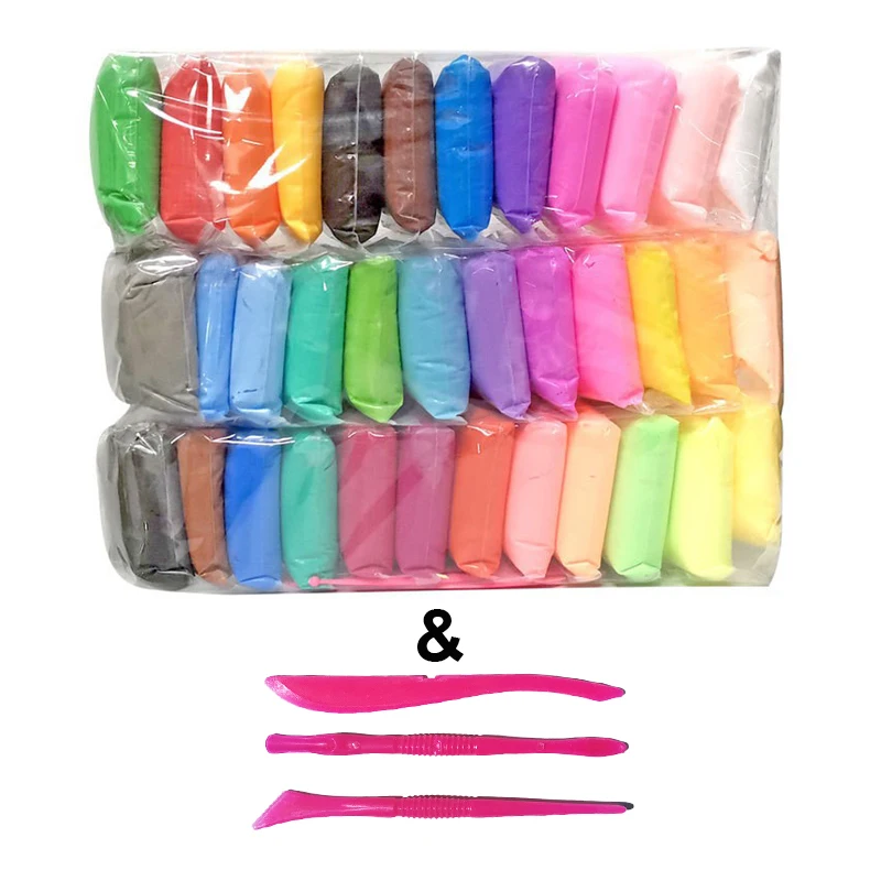 Color Air Dry Clay Moulding Craft Clay Set For Kids With Tools Children'S DIY Toy Plasticine Clay Crystal Colorful Kids Gifts