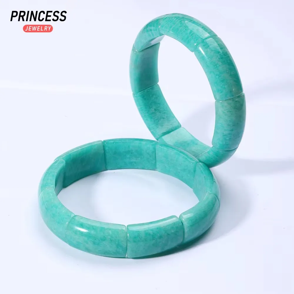 

Hot Sell Top Natural Russian Amazonite Bangle 15*26mm Gem Stone Bracelet for Jewelry Making DIY Accessories Or Gift