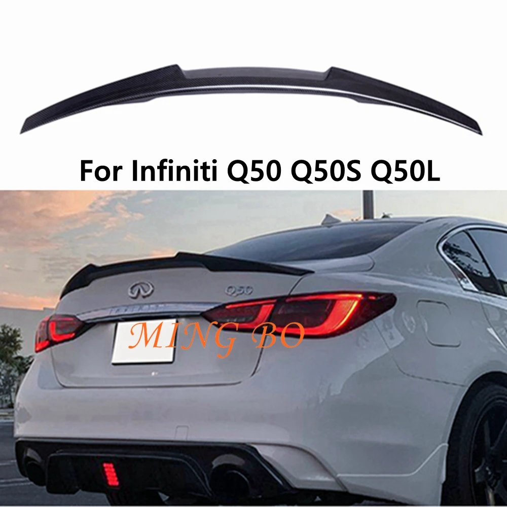 

For Infiniti Q50 Q50S Q50L M4 Style Carbon fiber Rear Spoiler Trunk wing 2014 2015 2016 -2020 FRP Forged carbon