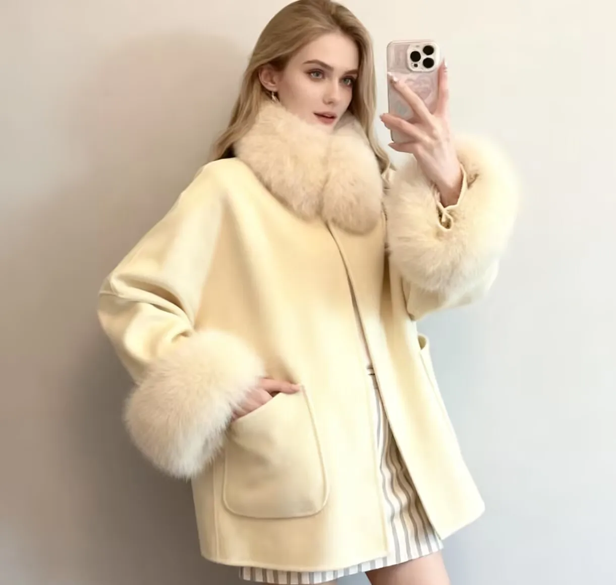 Abrigos de mezcla de lana para mujer, abrigo de lana naranja de otoño, franela minimalista, ajustado a la cintura, plegable, para banquete, universidad, ocio, moderno Ins