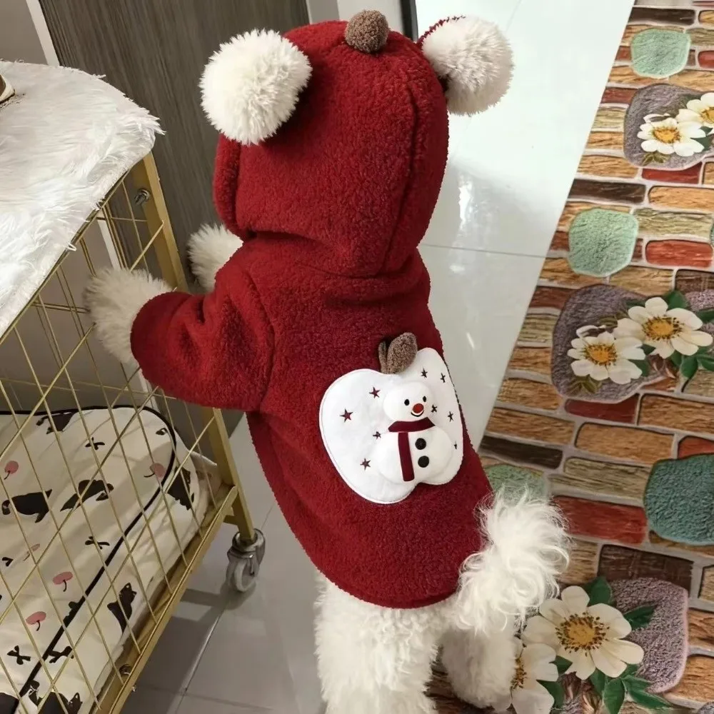 Fleece Lining Pet Hoodie Sweatshirt Rabbit Ears Design Warm Thermal Fabric Puppy Pullover Sweater Soft Knit Material