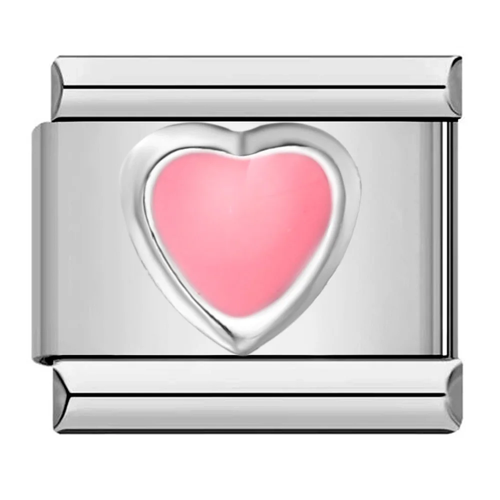 1 Stück Modisches Buntes Herz Y2k Romantisches Italienisches Charm-Element Passend für 9mm Edelstahl-Armbandperlen DIY Schmuckherstellung für Männer und Frauen – Detail 3