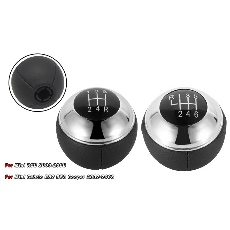 Black Top Gear Knob 5 6 Speed for MINI COOPER R56 R57 R60 Countryman Leather Shift Knob with Metal Accent Easy Install Interior