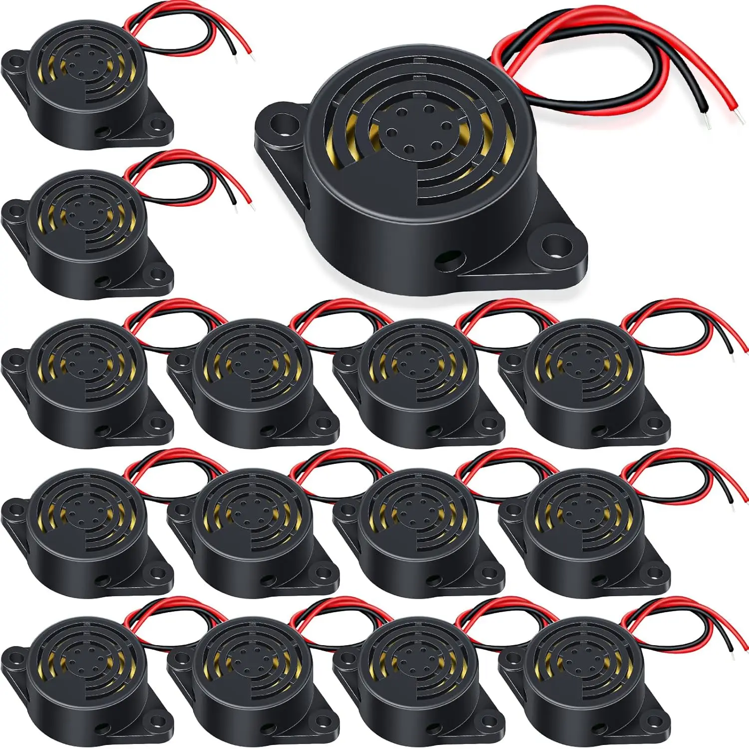 15 Pcs DC 3-24V 95 dB Electronic Buzzer Active Piezo Buzzer Alarm Sounder Continuous Sound Beep, Black