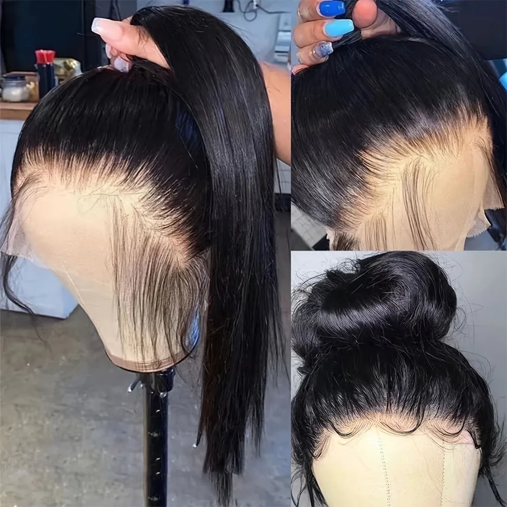 Black Wig 13x4 Lace Front Long Straight Heat Resistant Synthetic Wig, Pre Plucked Natural Hairline, 24 Inch for Daily/Party