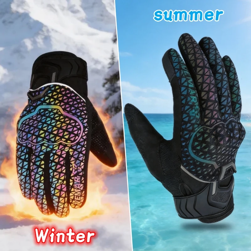 

VEMAR Motorcycle Gloves Summer Breathable & Winter Waterproof Warm Touchscreen Anti-slip Reflective for Men Women Gloves