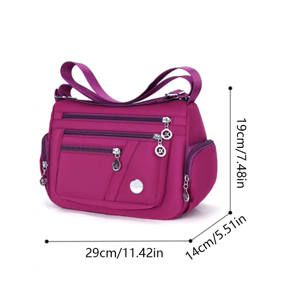 Portátil Multi Bolsa Zipper Crossbody Bag, Nylon Bolsa de Ombro, Cor Sólida, Saco Telefone Pequeno, Estilo Coreano, Nicho Design, Meninas