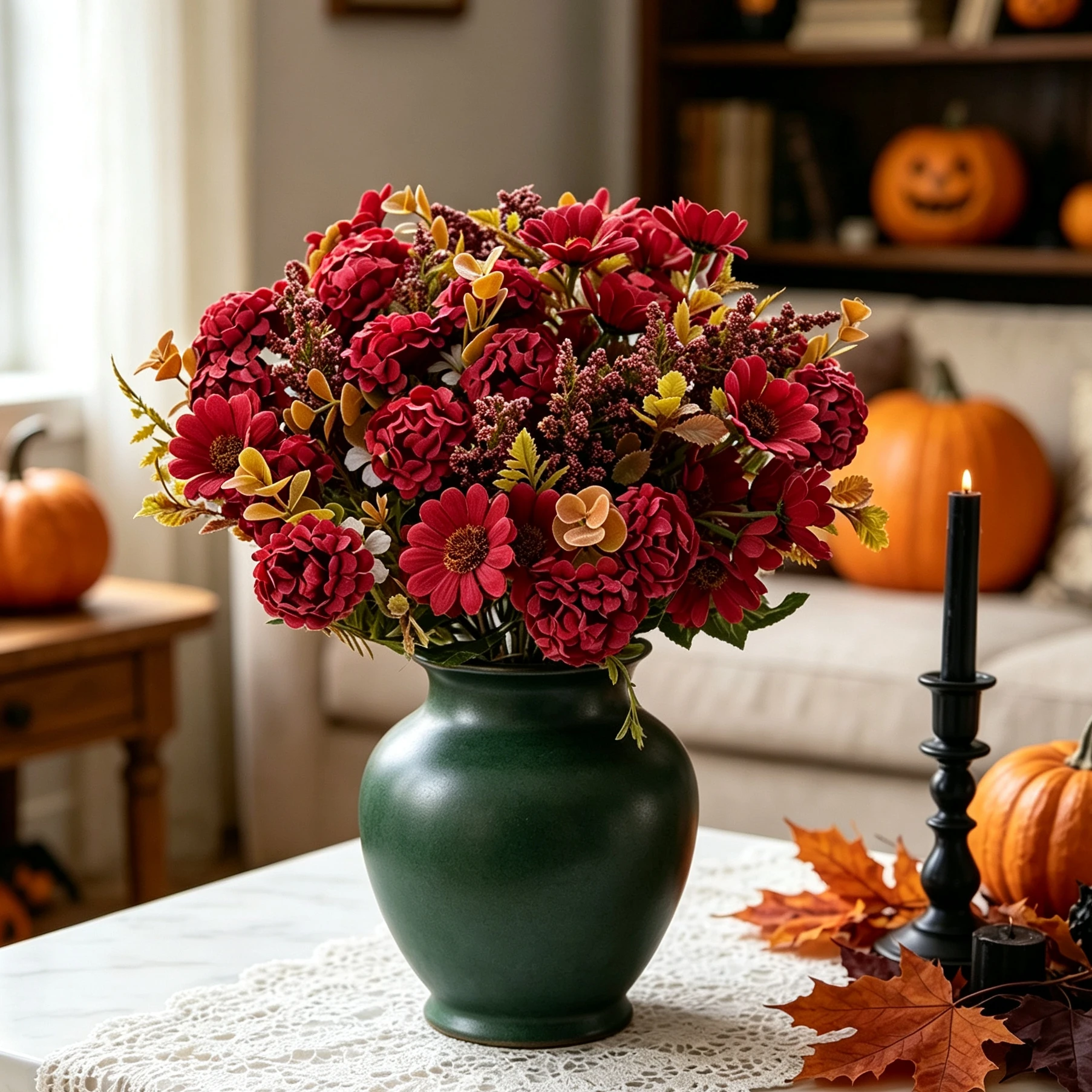 3 Stück Künstliche Blumen Seiden-Chrysanthemen Brautsträuße Hochzeit Outdoor Garten Zuhause Vasen Tisch Herbst Halloween Deko Geschenke – Detail 4