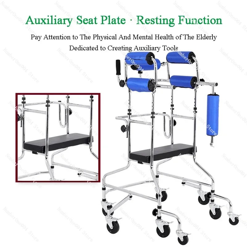 Adult 8-wheel Walker Elderly Stroke Hemiplegia Rehabilitation Equipment Multifunctional Lower Limb Training Standing Frame