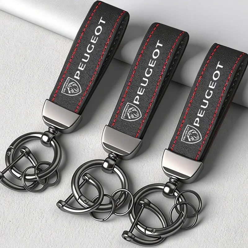 With Car Logo Key Accessories Man Suede Keychain Keyring For Peugeot 206 307 308 3008 207 208 407 4008 408 508 2008 5008 301 106