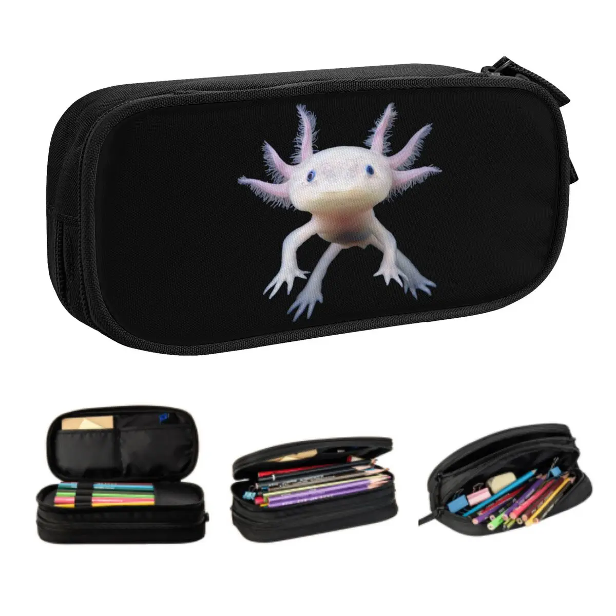 

Custom Cute Axolotl School Pencil Case Boys Gilrs Large Capacity Salamander Animal Pencil Box Students Stationery