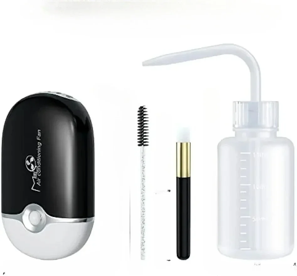 Lash Fan Eyelash Extension Mini Portable with USB Eyelash Dryer Supplies Shampoo Brush Mascara Brushes Plastic Wash Bottle