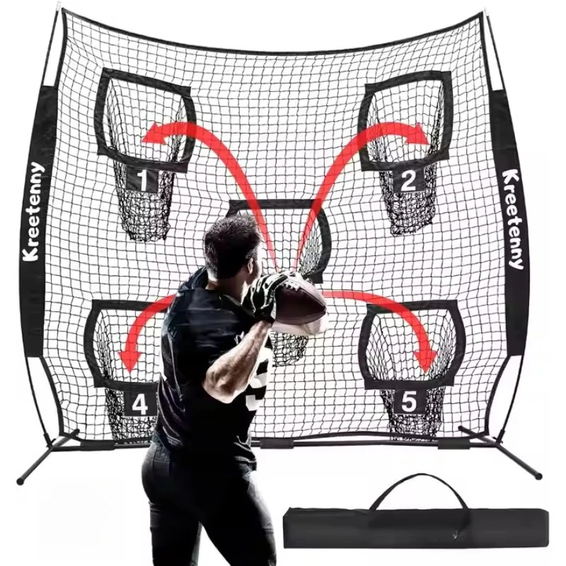 

Мультиспортивная сетка для ворот 7x7 с 5 карманами, сверхмощная тренировочная сумка для футбола и регби, аксессуары для переноски в комплекте